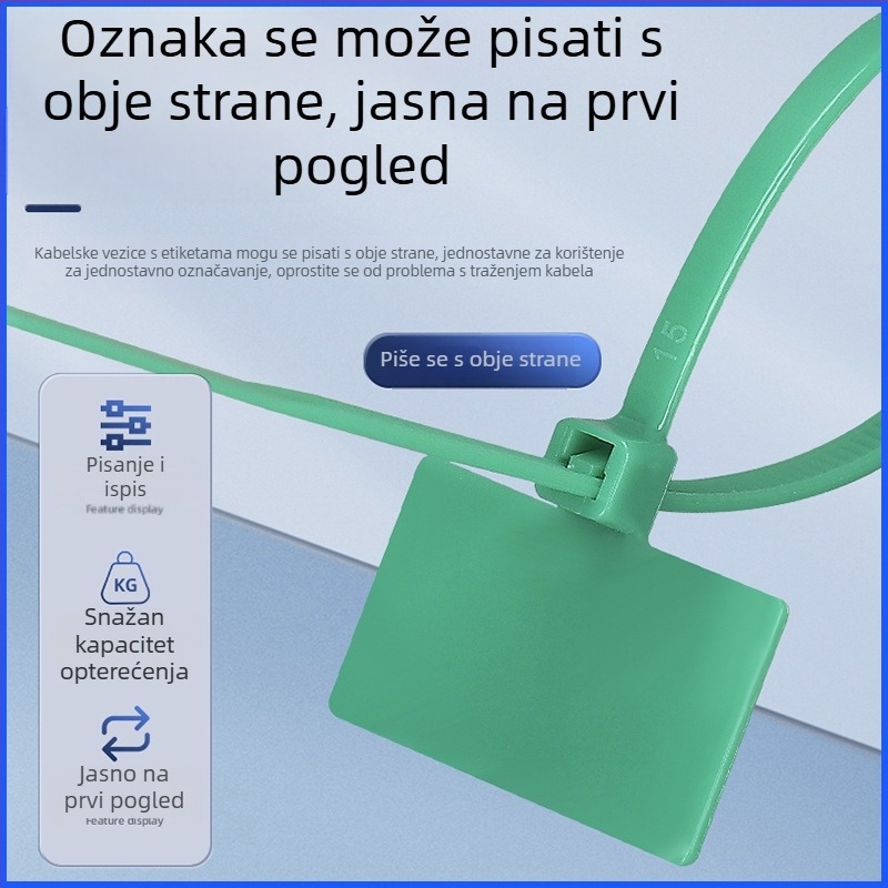 100 komada najlonskih vezica za kabelsku organizaciju, mogu se označiti markerom, šarena paleta boja