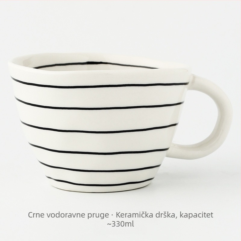 Japanski stil geometrijska ručno oblikovana nepravilna širokog otvora keramička šalica, ručno oslikana ispod glazure