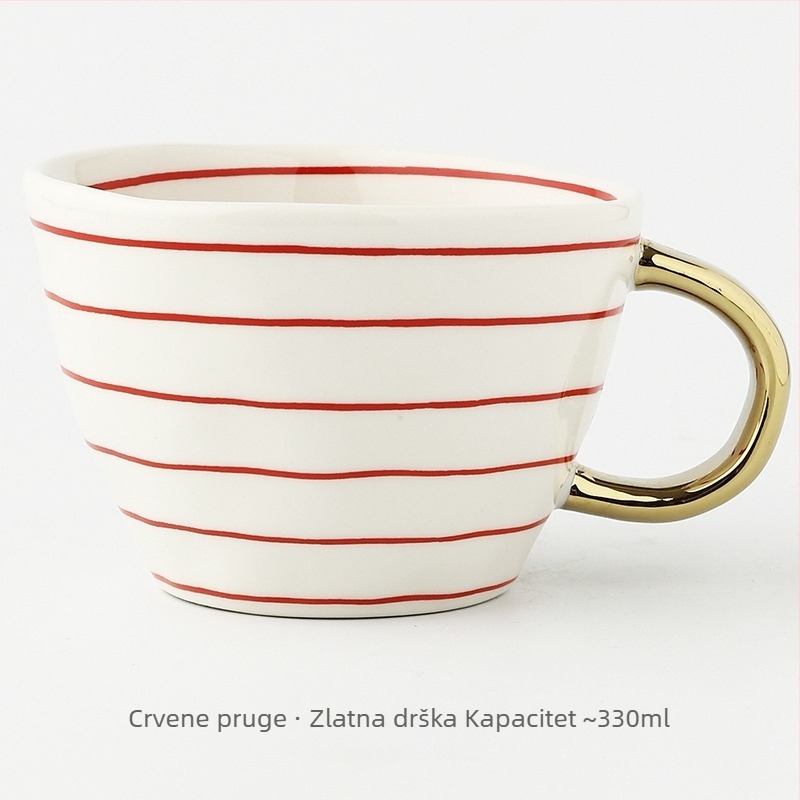 Japanski stil geometrijska ručno oblikovana nepravilna širokog otvora keramička šalica, ručno oslikana ispod glazure