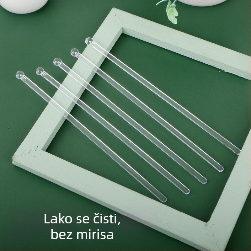 Jednokratna prozirna plastična miješalica za napitke, s dugom drškom, povećane debljine, individualno pakirana