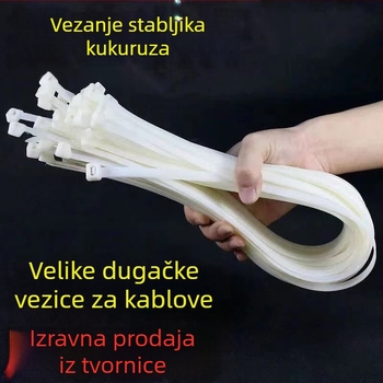 Nylon vezice za kukuruzne klasove, duge, višekratno upotrebljive, automatski blokirajuće, 1,1 m, bijele, debljine 0,5–1,6 mm