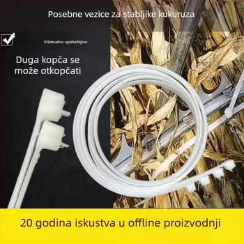 Nylon vezice za kukuruzne klasove, duge, višekratno upotrebljive, automatski blokirajuće, 1,1 m, bijele, debljine 0,5–1,6 mm