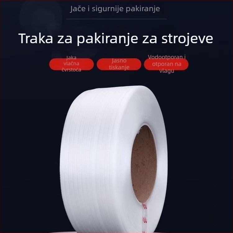 Nova prozirna PP ambalažna traka za pakiranje, pogodna za potpuno i poluautomatne strojeve; trak za zatezanje; ručna topljiva traka; plastična ambalažna traka.