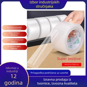 Bijela prozirna pakirajuća traka, velika rola, snažno ljepilo za brtvljenje