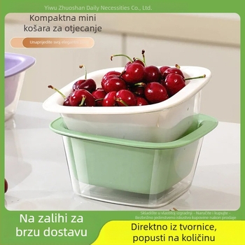 Dvostruki sudoper za pranje povrća s odvodnim košem – višenamjenska kuhinjska posuda za voće i povrće