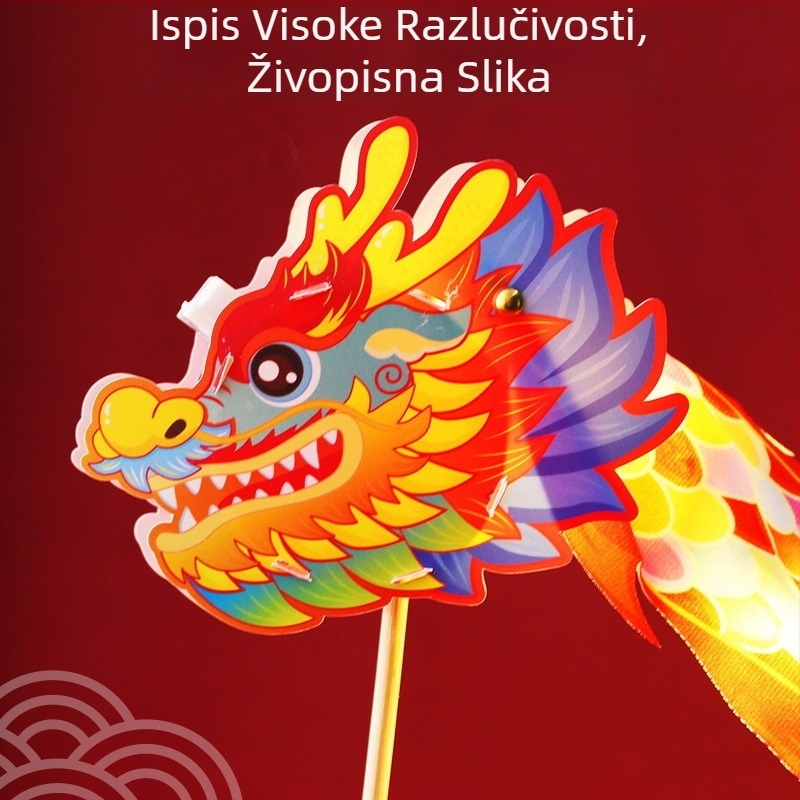 Ručni DIY lampion zmaja za Festival sredine jeseni – svijetleći rotirajući dvorćki lampion za djecu, ručno drživi dekor drakona