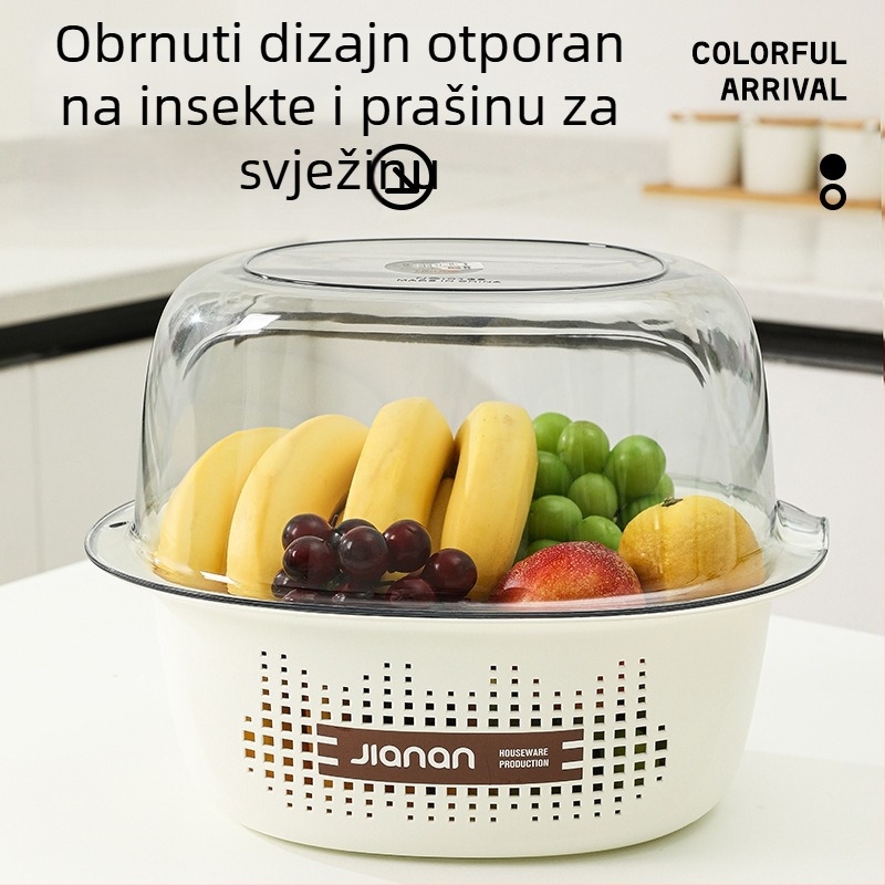 Dvostruki odvodni koš za kuhinju – pranje povrća i riže, elegantna posuda za voće