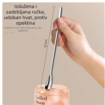 316L nehrđajući čelik, duga drška – žlica za miješanje mlijeka u prahu, kavu, bar i deserte