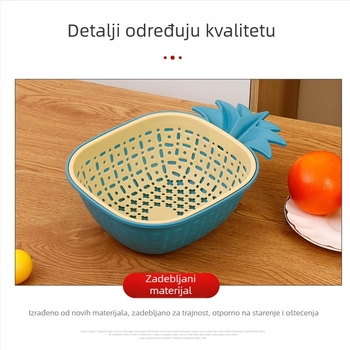 Dvostruka plastična košara za cijeđenje, kućna upotreba, pranje povrća, podjela na suho i mokro, košarica za voće i povrće