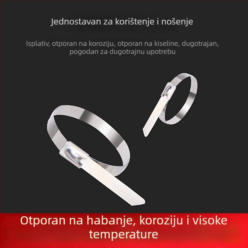 4,6 mm nehrđajući čelični kabelski kaiš s automatskim zaključavanjem, bez rezanja, otporan na visoke temperature do 488°C