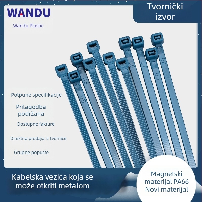 PA66 metalno detektibilna traka za farmaceutsku i prehrambenu industriju, magnetska samozatezna traka