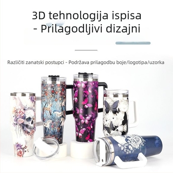 Prijenosna termos šalica s drškom od 304 nehrđajućeg čelika, unutarnja 304, vanjska 201, velik kapacitet 40 oz, moguć prilagođen otisak