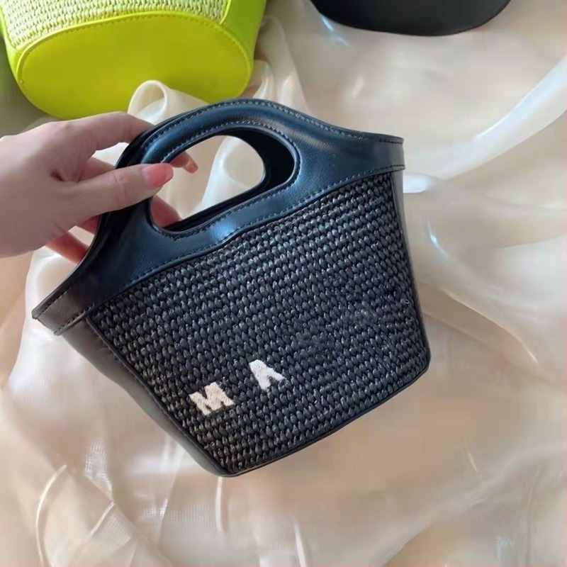 Mani modna slamena torba za plažu, pleteni dizajn, mala, s naramenicom ili crossbody, poliesterom obložena