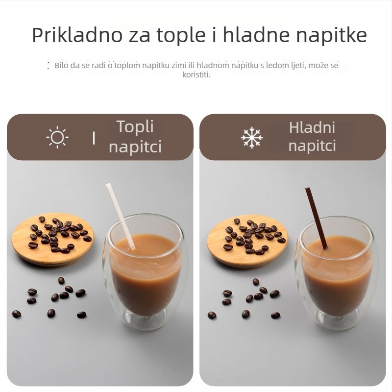 Jednokratna bijela slamka s tri otvora za vruću čaj i kavu, plastična, s nagnutim vrhom, otporna na visoke temperature