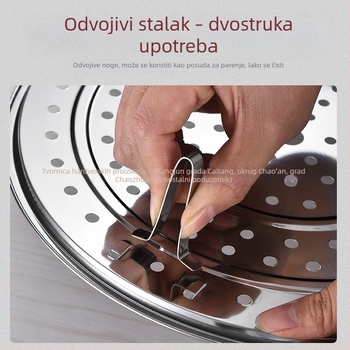 Stalak za parenje od nehrđajućeg čelika s visokim nogama, odvojiv, za kućnu upotrebu, debeli pladanj za kuhanje u woku