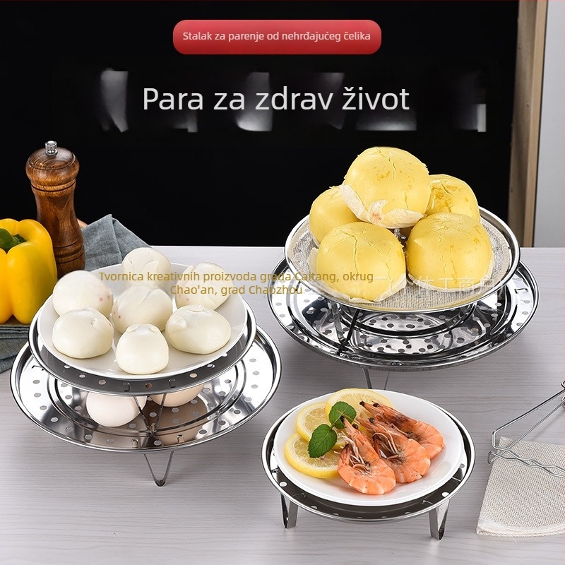 Stalak za parenje od nehrđajućeg čelika s visokim nogama, odvojiv, za kućnu upotrebu, debeli pladanj za kuhanje u woku