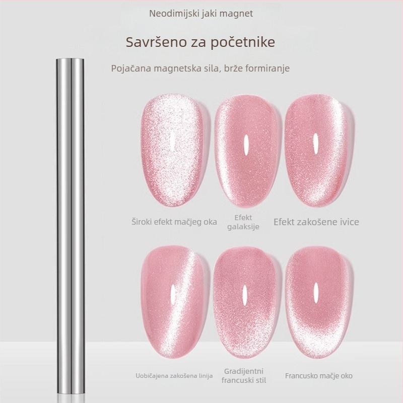 Moćan veliki magnet s zlatnim prstenom za Cat-Eye gel za nokte, dvostrano debeli cilindrični magnet za umjetnost noktiju