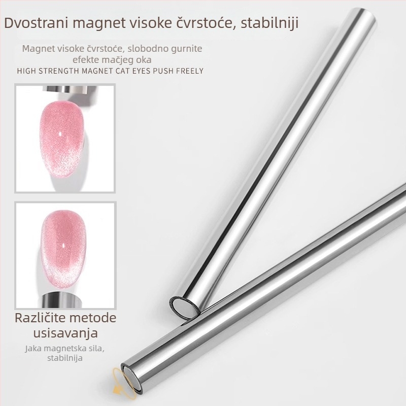 Moćan veliki magnet s zlatnim prstenom za Cat-Eye gel za nokte, dvostrano debeli cilindrični magnet za umjetnost noktiju