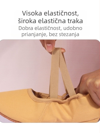 Ženske plesne cipele s srednjim petom, mekanim potplatom, platnenim gornjim dijelom, gumastom potplatom za trening