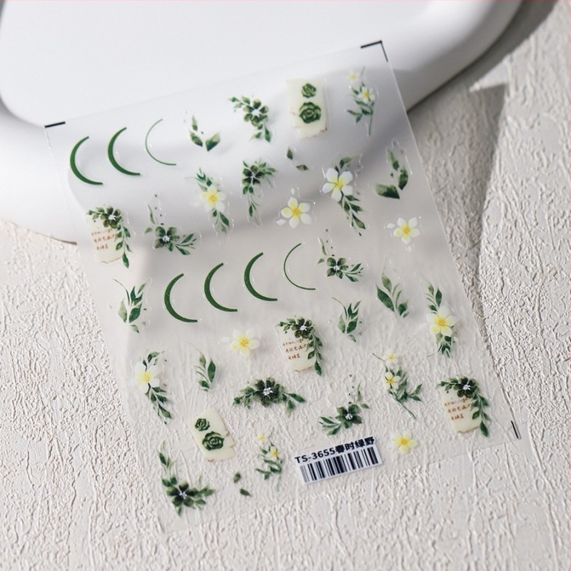 Reljefne naljepnice za nokte, INS stil, TS-3655, proljetno zelena, PET materijal