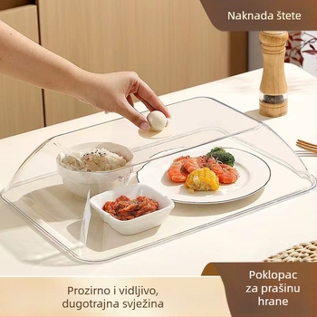 Kvadratni prozirni plastični poklopac za hranu, s kvalitetom hrane, otporan na prašinu, za komercijalni brzi obrok, poklopac za kruh i peciva