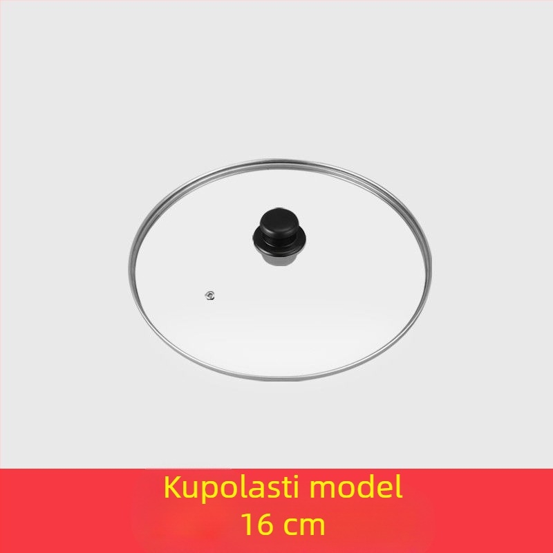 Poklop za lonac s plastičnom drškom, debelo kaljeno staklo, poklop za tavu s ravnim dnom