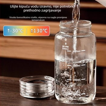 Mini staklena šalica s mjernom ljestvicom, prijenosna s poklopcem, za mlijeko, sojino mlijeko ili kavu