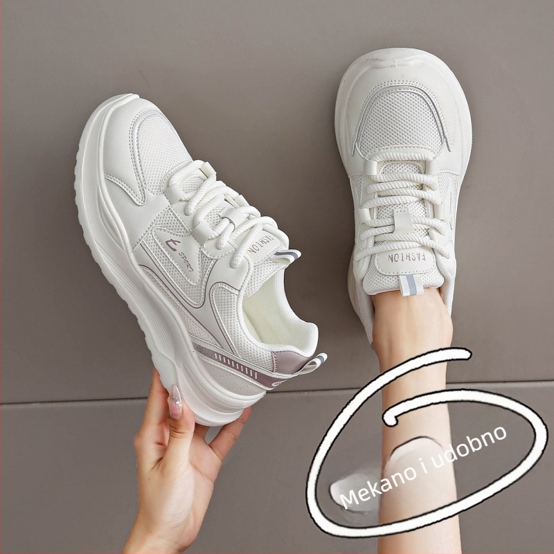 Ženske tenisice s mekanim dnom i mrežastim gornjim dijelom, lagane za jesen 2025, stil dad shoes