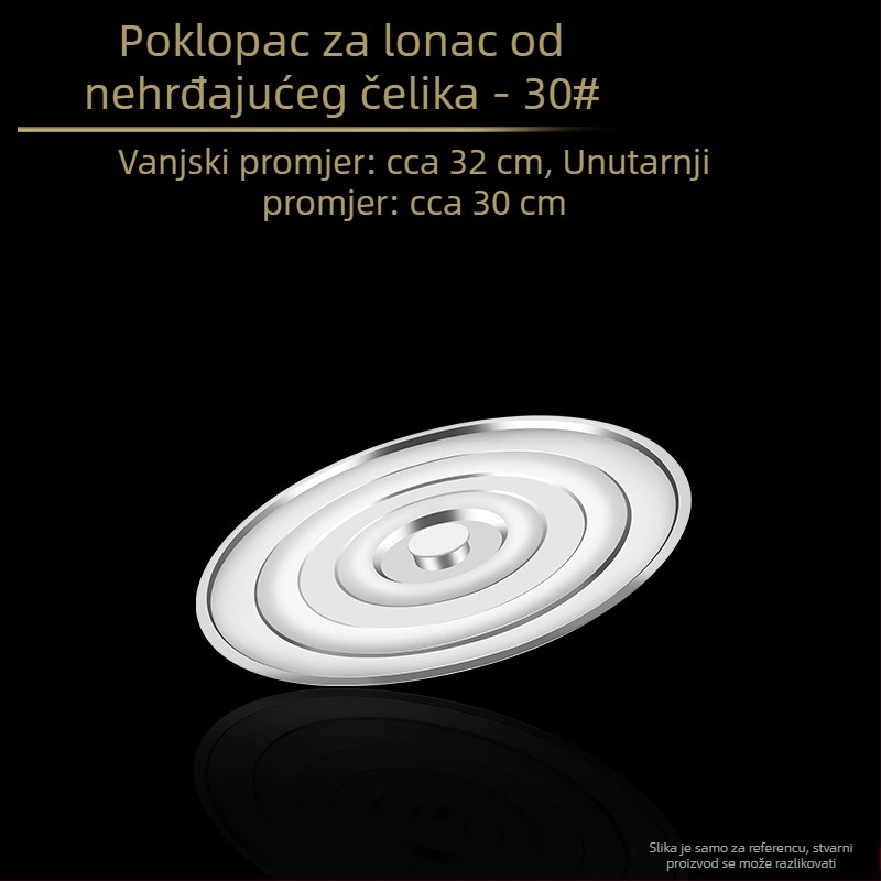 Poklop od nehrđajućeg čelika za posudu za juhu, debeli, prehrambena kvaliteta, plosni kružni poklopac za kućnu uporabu, velika veličina