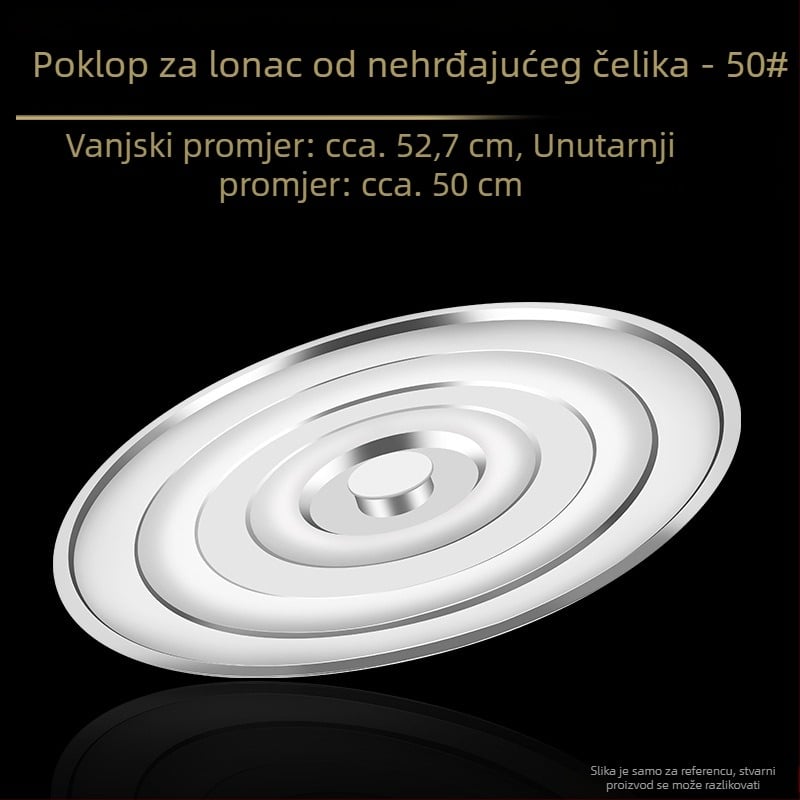Poklop od nehrđajućeg čelika za posudu za juhu, debeli, prehrambena kvaliteta, plosni kružni poklopac za kućnu uporabu, velika veličina