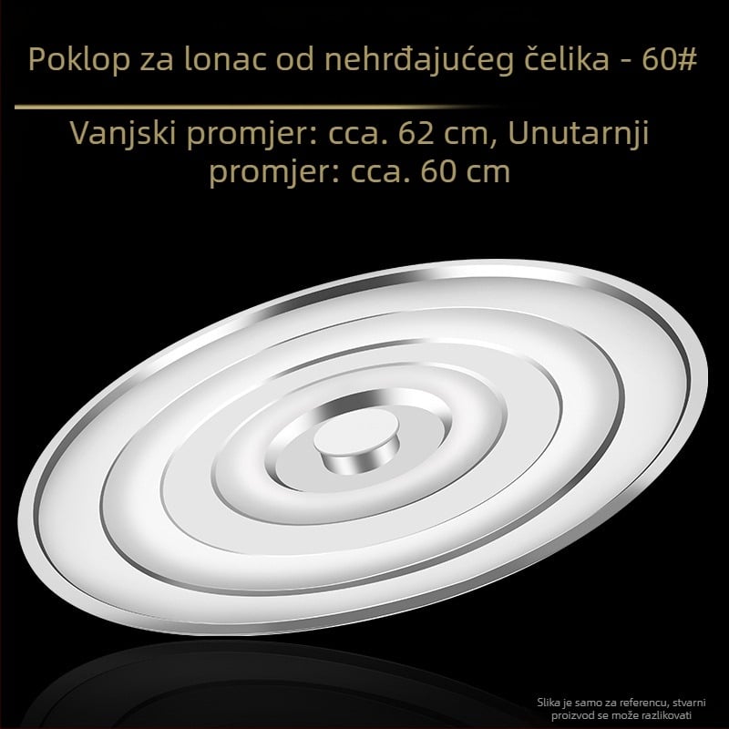 Poklop od nehrđajućeg čelika za posudu za juhu, debeli, prehrambena kvaliteta, plosni kružni poklopac za kućnu uporabu, velika veličina