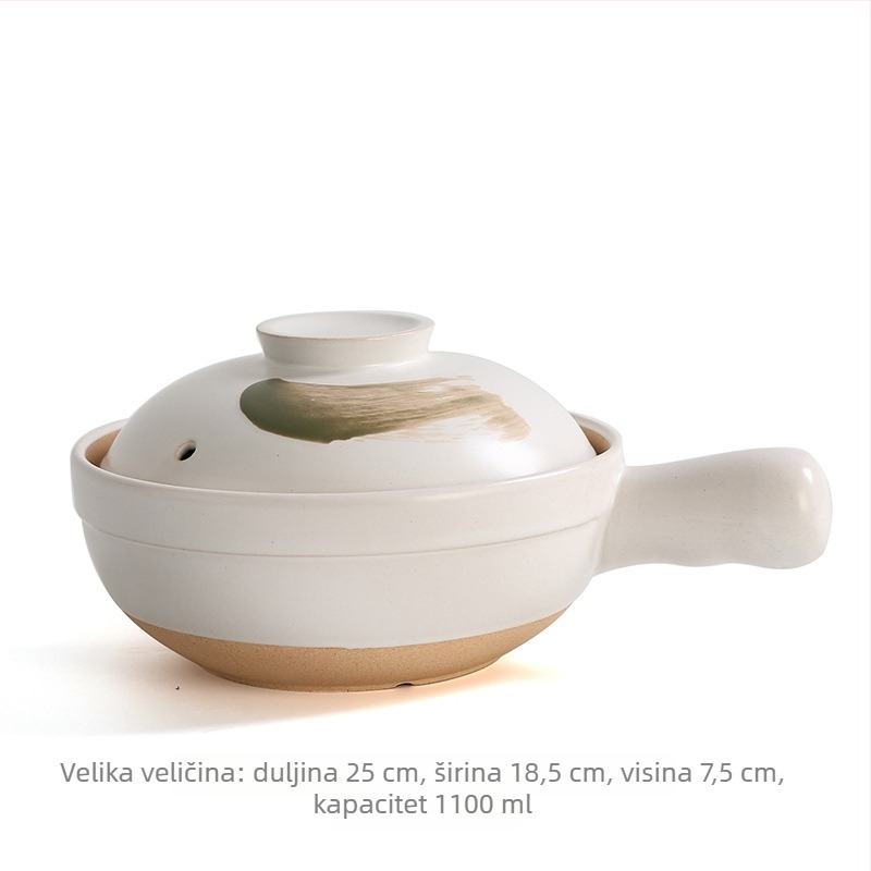 Japanski stil keramički lonac za rižu, više veličina (velika/mala), posuda za dječju hranu, pogodna za plinski štednjak, otporna na pukotine, lonac za gulaš s jednom ručkom