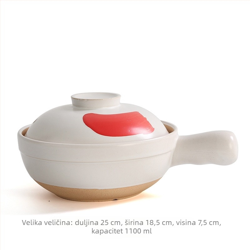 Japanski stil keramički lonac za rižu, više veličina (velika/mala), posuda za dječju hranu, pogodna za plinski štednjak, otporna na pukotine, lonac za gulaš s jednom ručkom