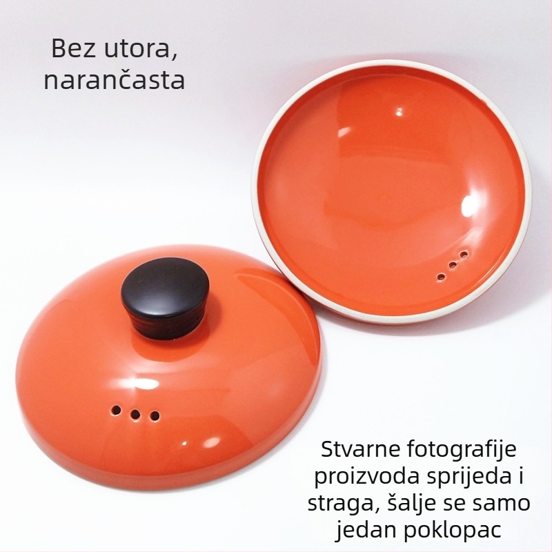 Narančasti keramički poklopac za lonac – univerzalni poklopac za juhe, lonce i sporo kuhanje