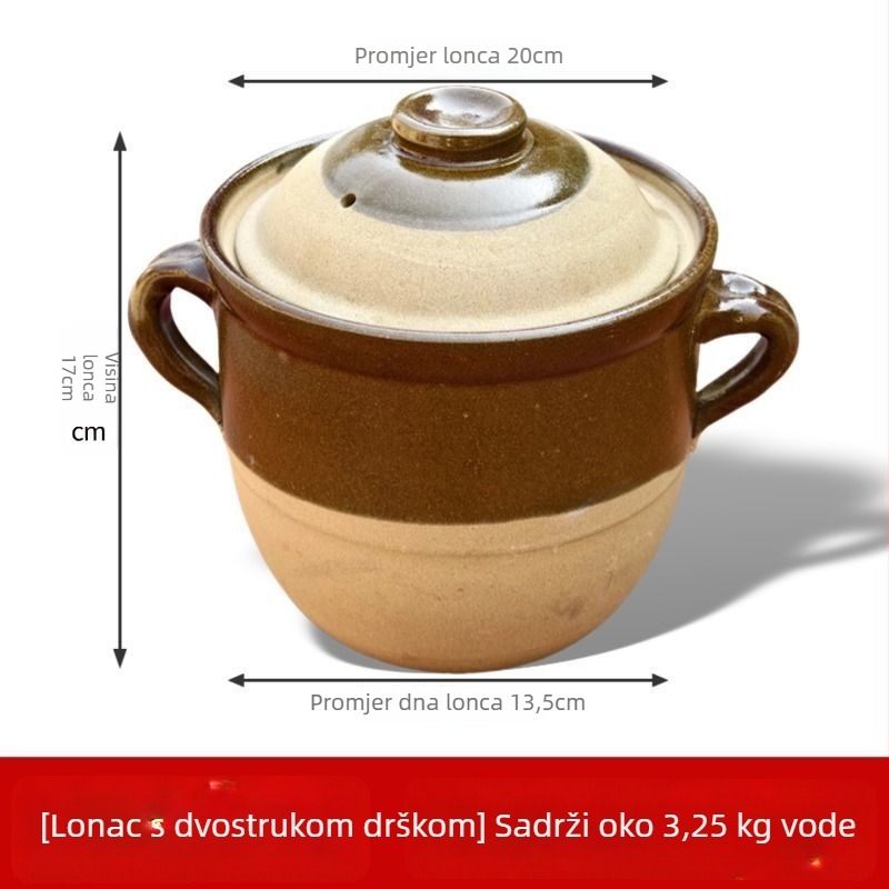Autentična tradicionalna zemljana posuda za kuhanje juha, dinstanje mesa i biljni izvarci kod kuće