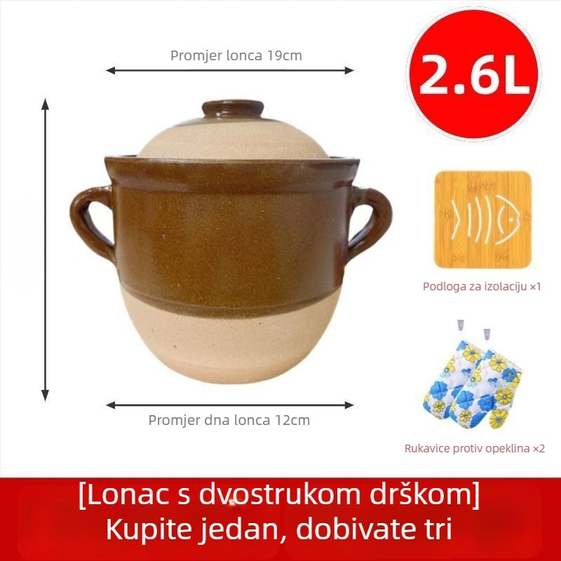 Autentična tradicionalna zemljana posuda za kuhanje juha, dinstanje mesa i biljni izvarci kod kuće