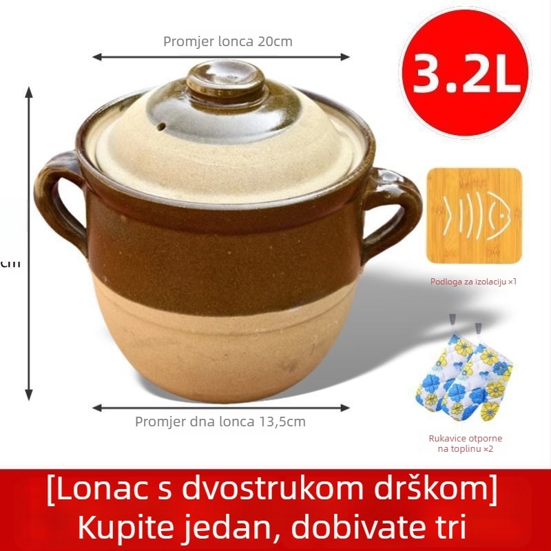 Autentična tradicionalna zemljana posuda za kuhanje juha, dinstanje mesa i biljni izvarci kod kuće