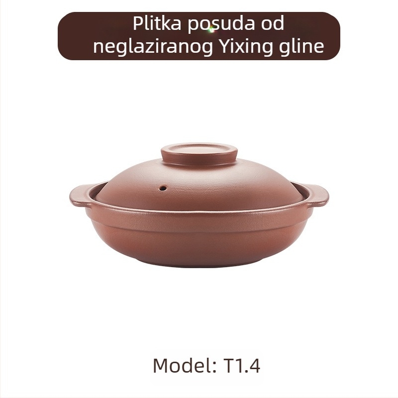 Glinena posuda za juhu za plinski štednjak, bez glaziranja, keramički poklopac, otporna na visoke temperature, kapacitet 3,1–4 L