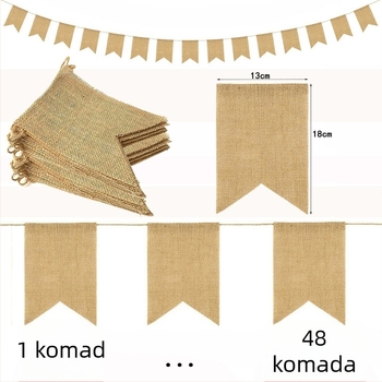 48 praznih trokutićastih zastavica od jute za božićnu i vjenčanu dekoraciju – DIY niz zastavica