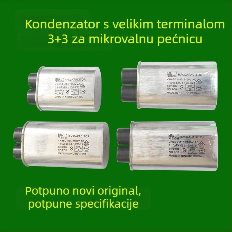 Visokonaponski kondenzator za mikrovalnu pećnicu, 2100V, 0.95µF, 1.05µF, 3+3 velikih priključaka