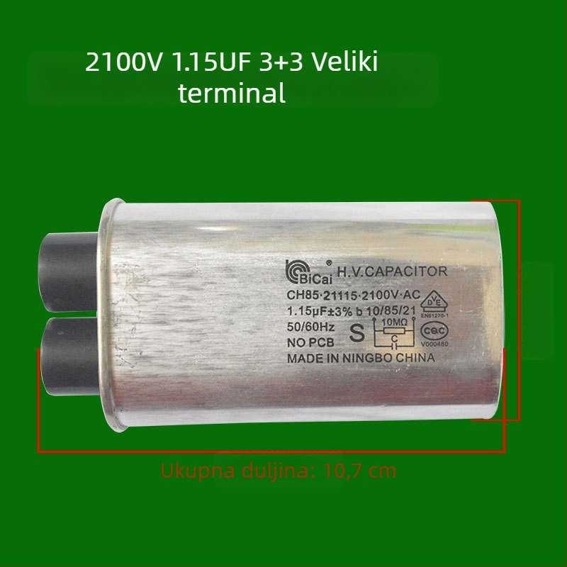 Visokonaponski kondenzator za mikrovalnu pećnicu, 2100V, 0.95µF, 1.05µF, 3+3 velikih priključaka