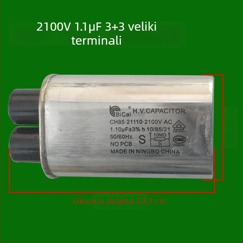 Visokonaponski kondenzator za mikrovalnu pećnicu, 2100V, 0.95µF, 1.05µF, 3+3 velikih priključaka
