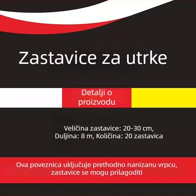 Prilagođena pravokutna startna zastava s crno-bijelim šahovnicama, dekorativna viseća zastava za stazu, trokutasti logotip automobila