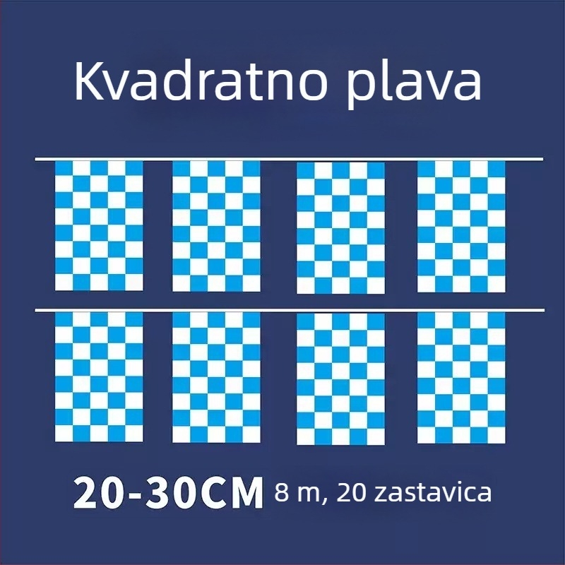 Prilagođena pravokutna startna zastava s crno-bijelim šahovnicama, dekorativna viseća zastava za stazu, trokutasti logotip automobila