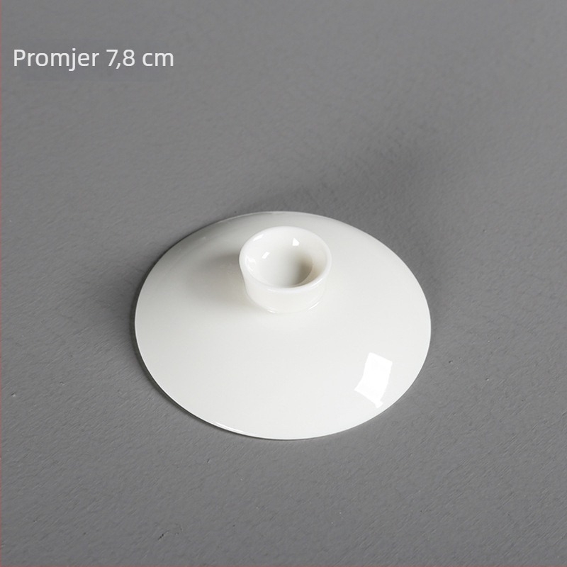 Bijeli porcelanski poklopac za gaiwan, dodatak za čaj
