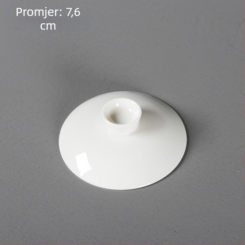 Bijeli porcelanski poklopac za gaiwan, dodatak za čaj