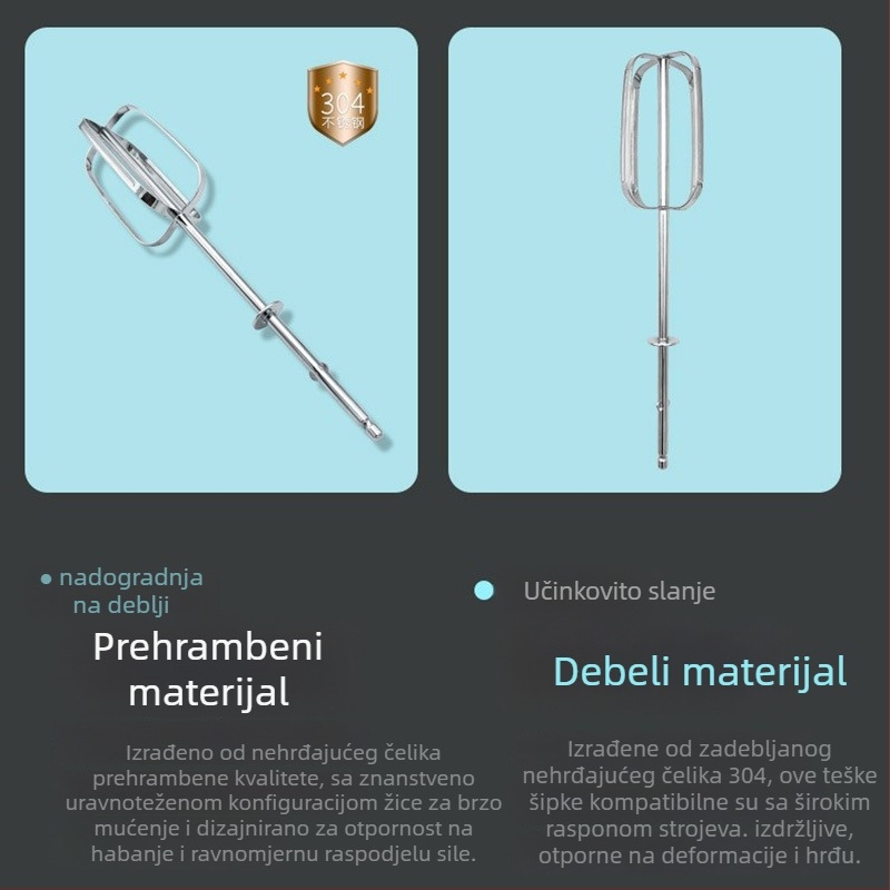 R-glava s ravnim vrhom, štapić za miješanje jaja, željezni dijelovi s kromom, hardverski dodaci