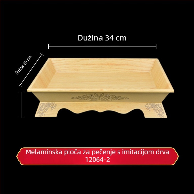 Tanjić od melamina imitacije porculana za janjeće rebne i pečeno janje, pladanj za cijelo janje na roštilju, mongolska ručna posuda za meso, pravokutni roštilj tanjur