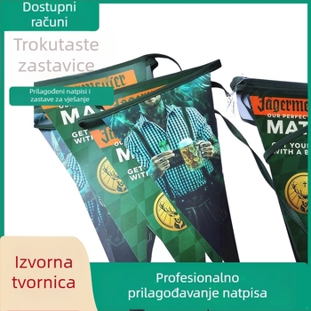 Prilagođene trokutaste zastavice od PVC papira, zastavice na konopcu za trgovine, reklamne viseće zastavice