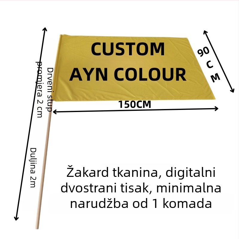 Zastava za mahanje, 90×150 cm, drveni štap dužine 2 m, SAD, Meksiko i Kanada